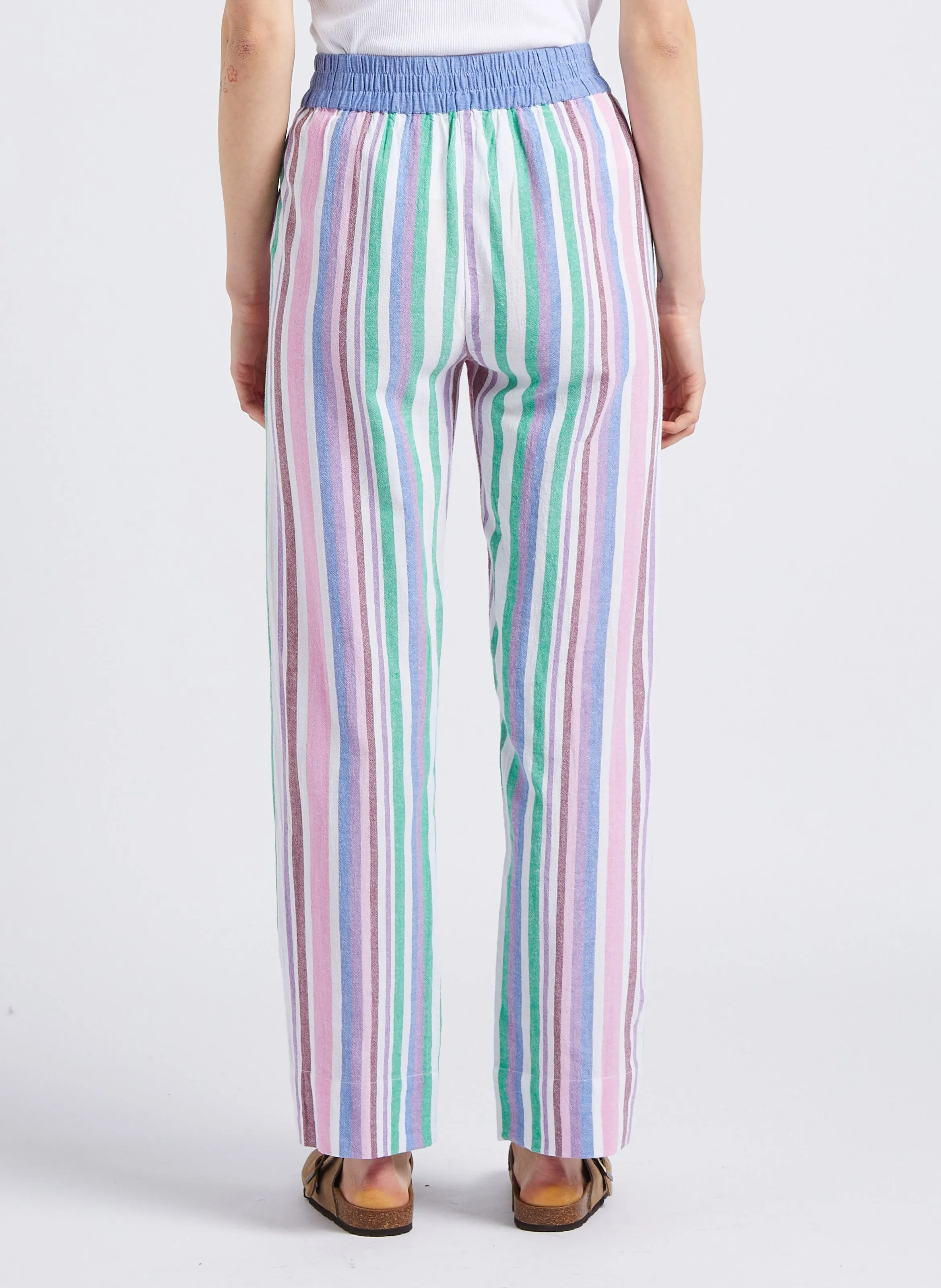 STELLA FOREST GIUSEPPA  PANTALóN RECTO DE ALGODóN A RAYAS EN MULTICOLOR
