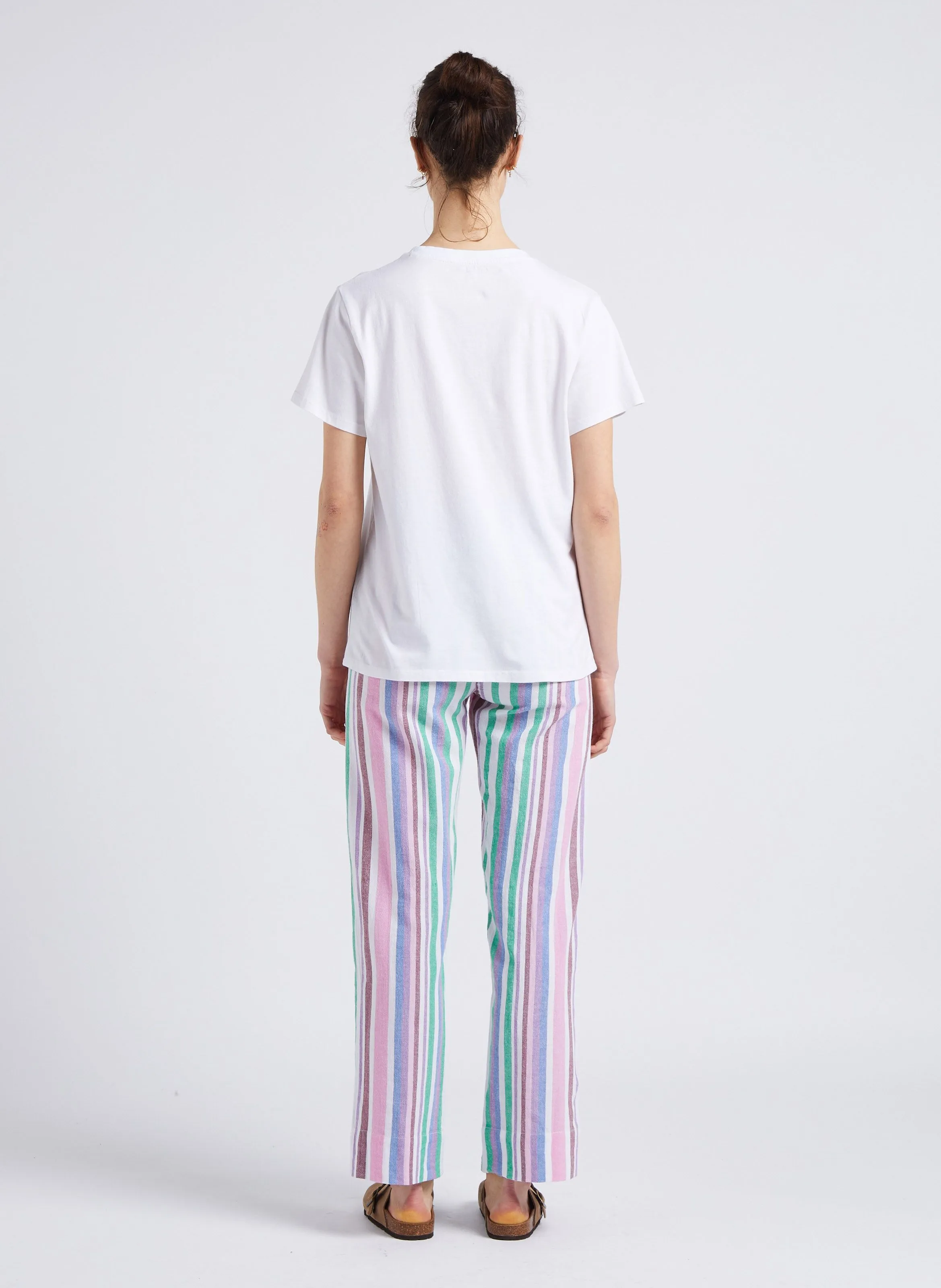 STELLA FOREST GIUSEPPA  PANTALóN RECTO DE ALGODóN A RAYAS EN MULTICOLOR