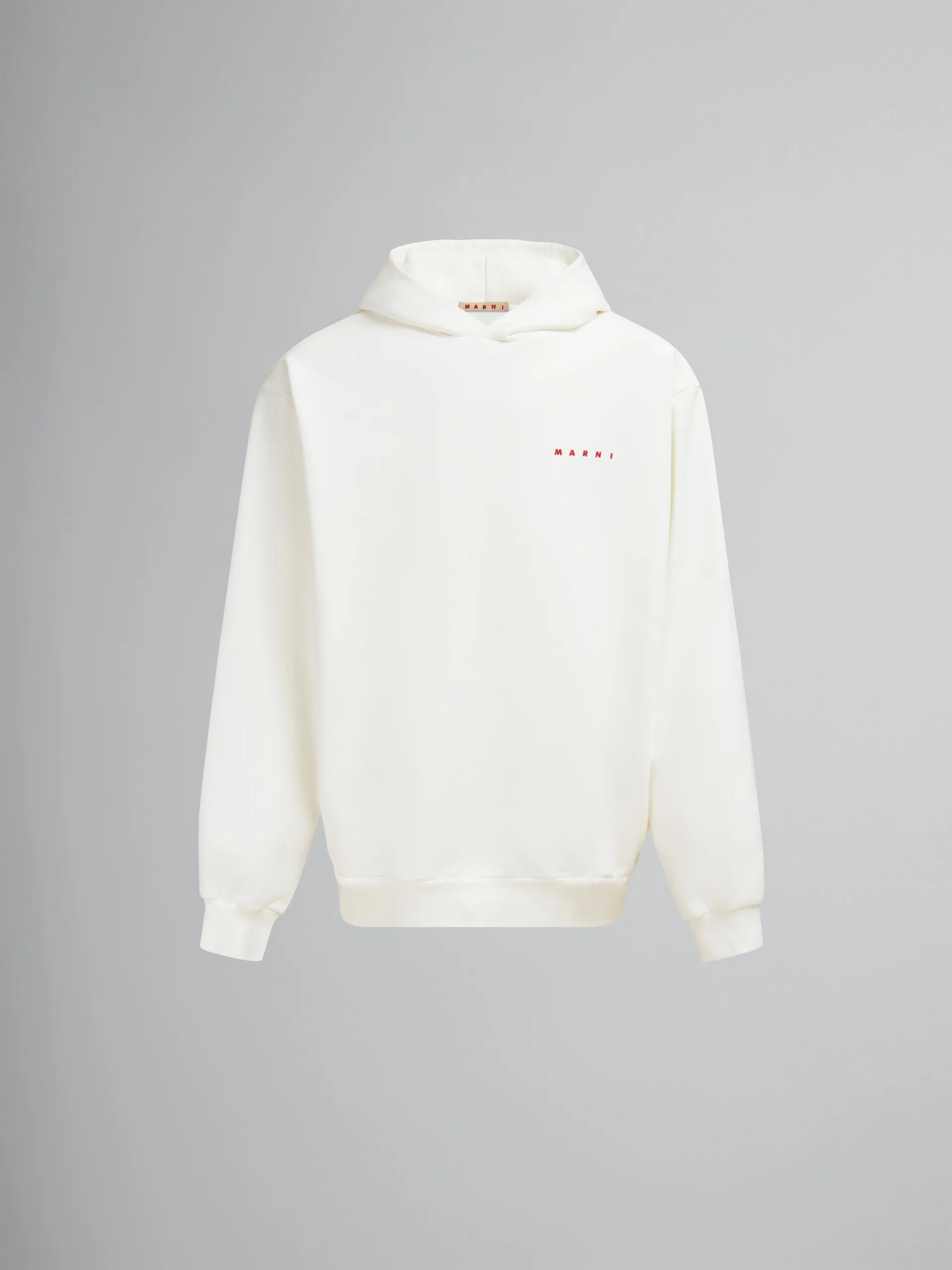 Sudadera con capucha blanca de algodón orgánico con logotipo Marni efecto arrugado