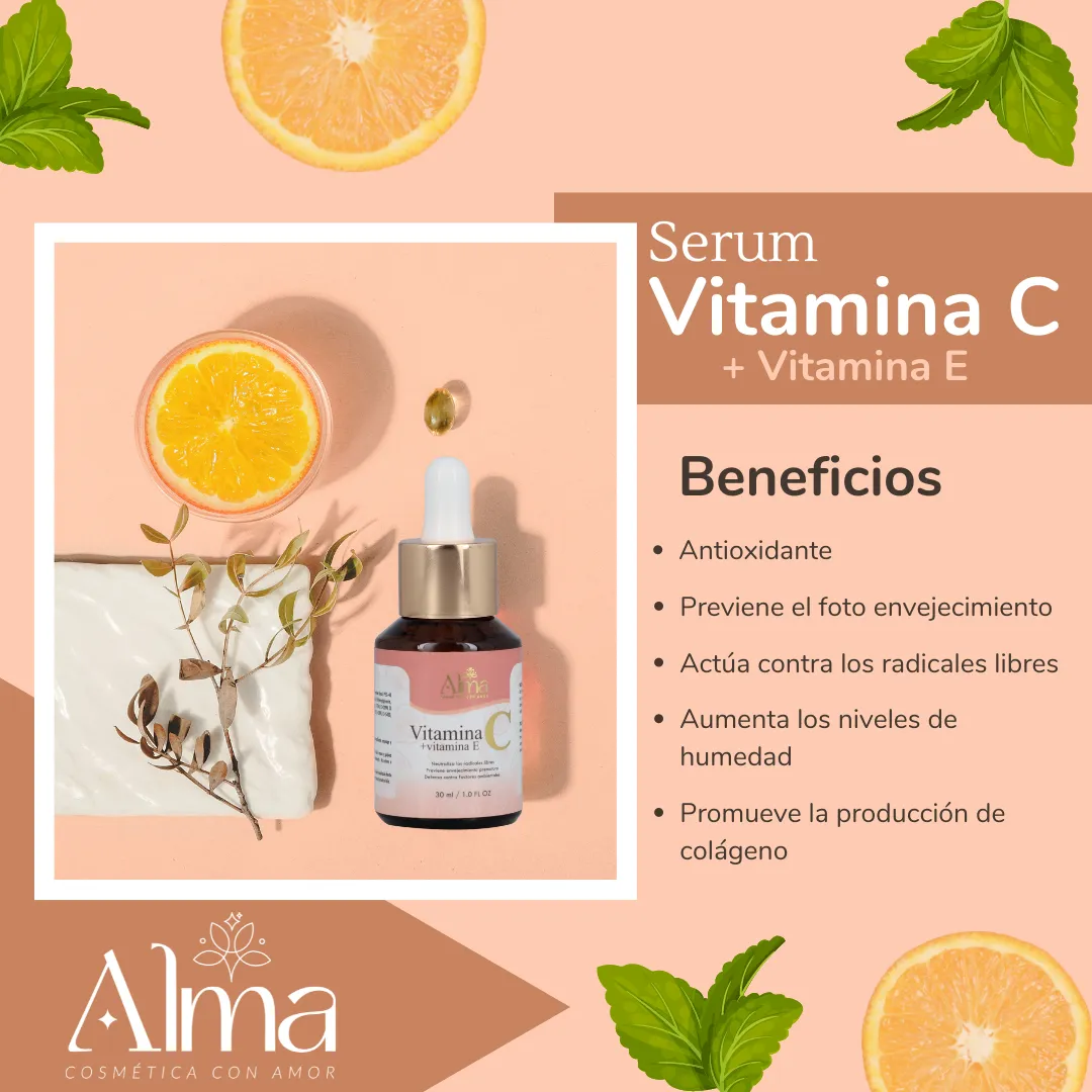 SUERO/SéRUM ANTIEDAD DE VITAMINA C + VITAMINA E  ALMA COSMETICS