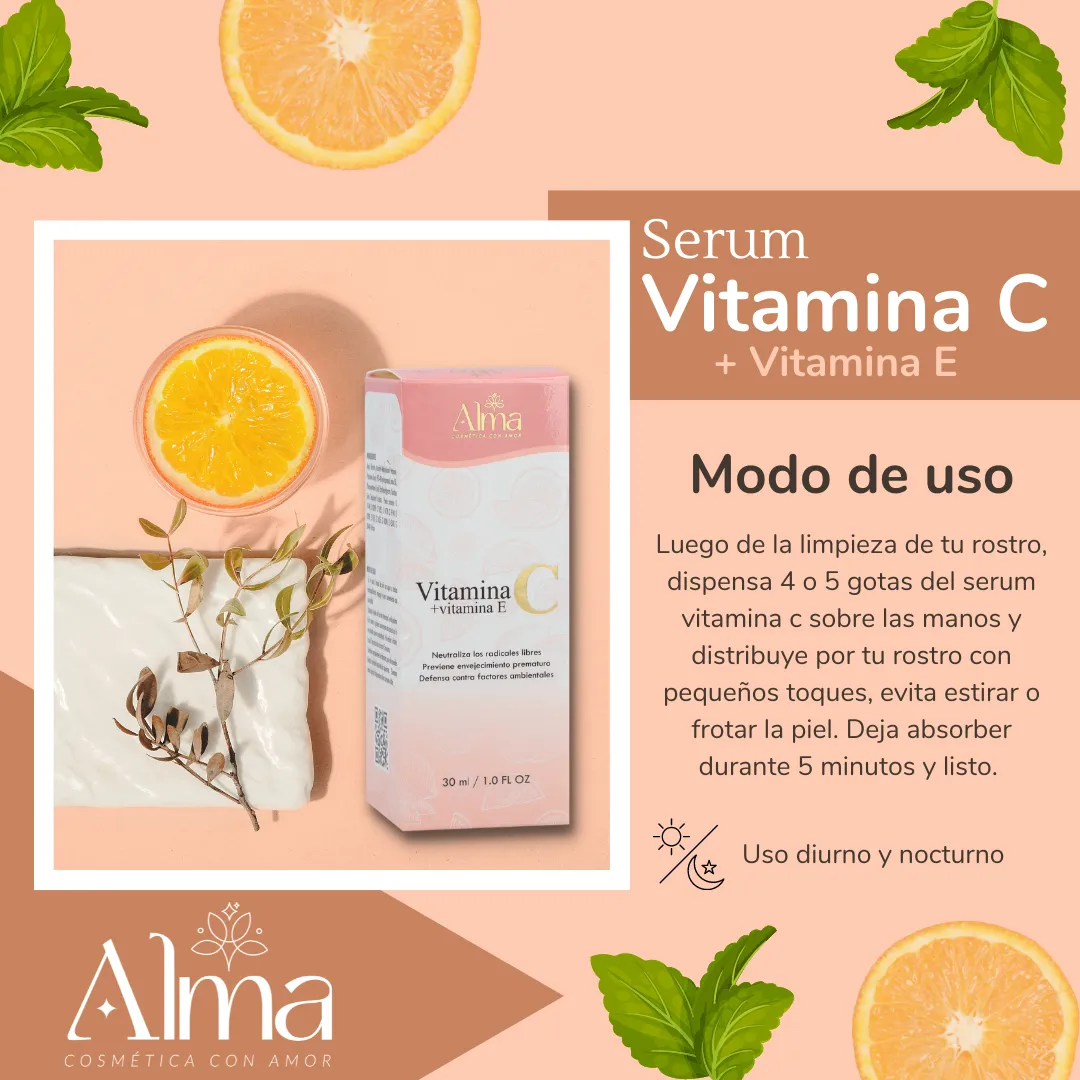 SUERO/SéRUM ANTIEDAD DE VITAMINA C + VITAMINA E  ALMA COSMETICS