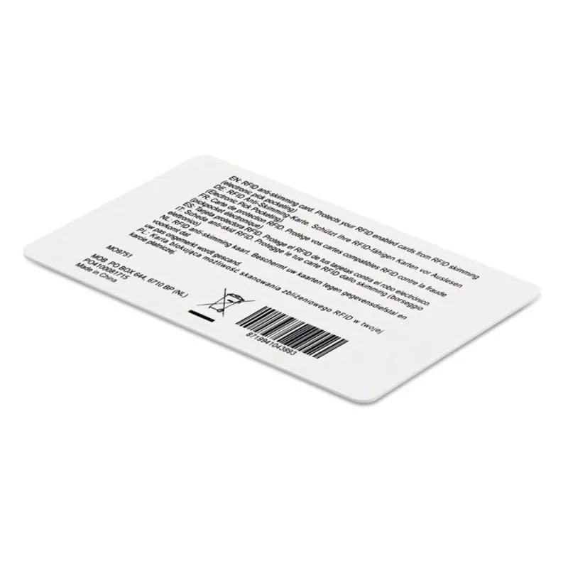 Tarjeta RFID publicitaria protección de tarjetas