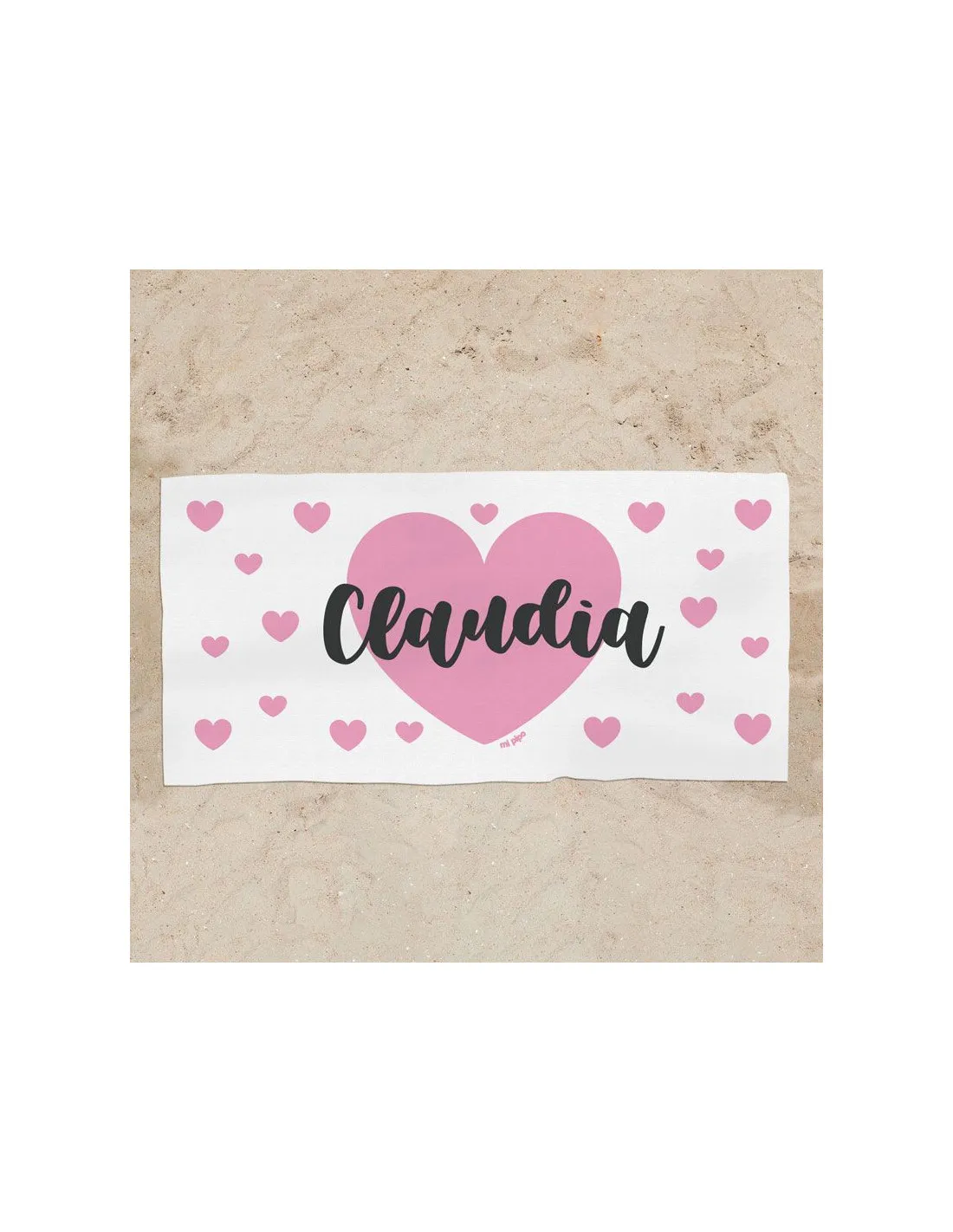Toalla de baño Premium Corazón Rosa Personalizada de Mi Pipo