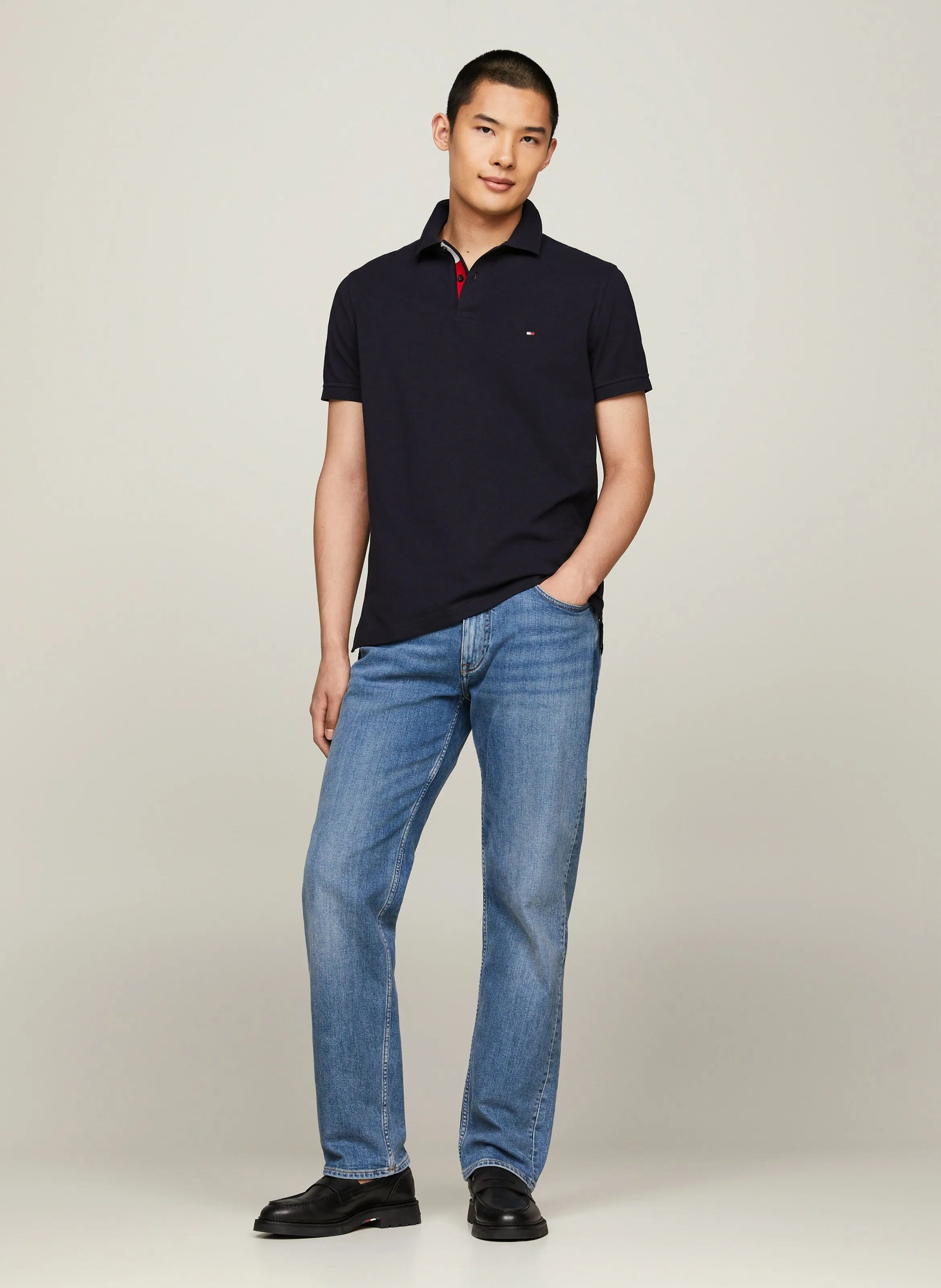TOMMY HILFIGER Polo recto de algodón en azul