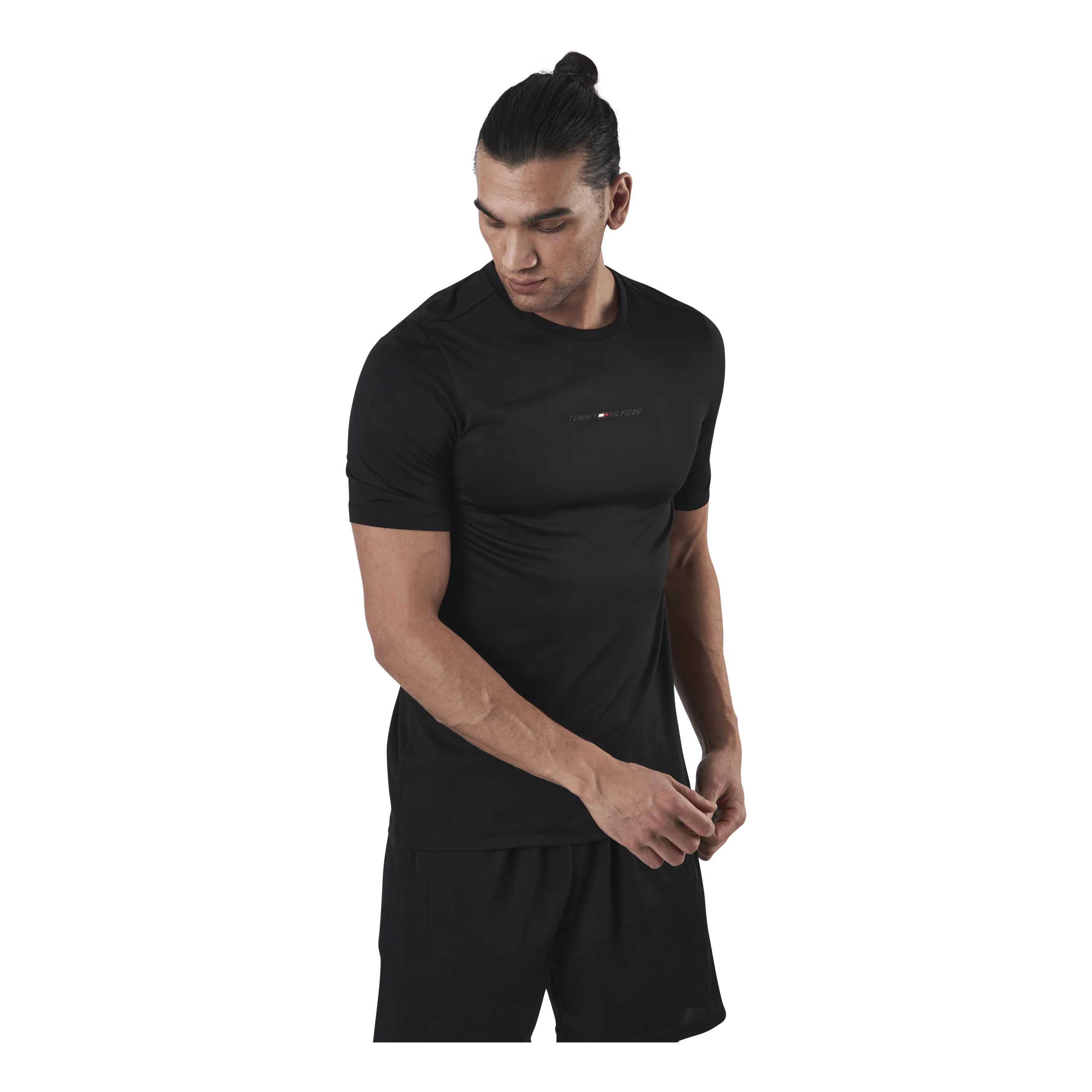 Tommy Hilfiger Sport Shoulder Logo Slim Training Tee Black