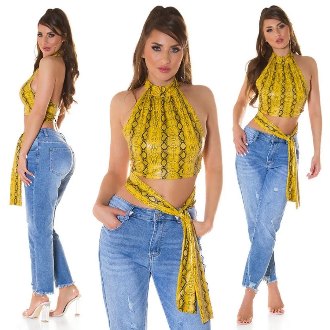 Top sin mangas Serpiente print Amarillo