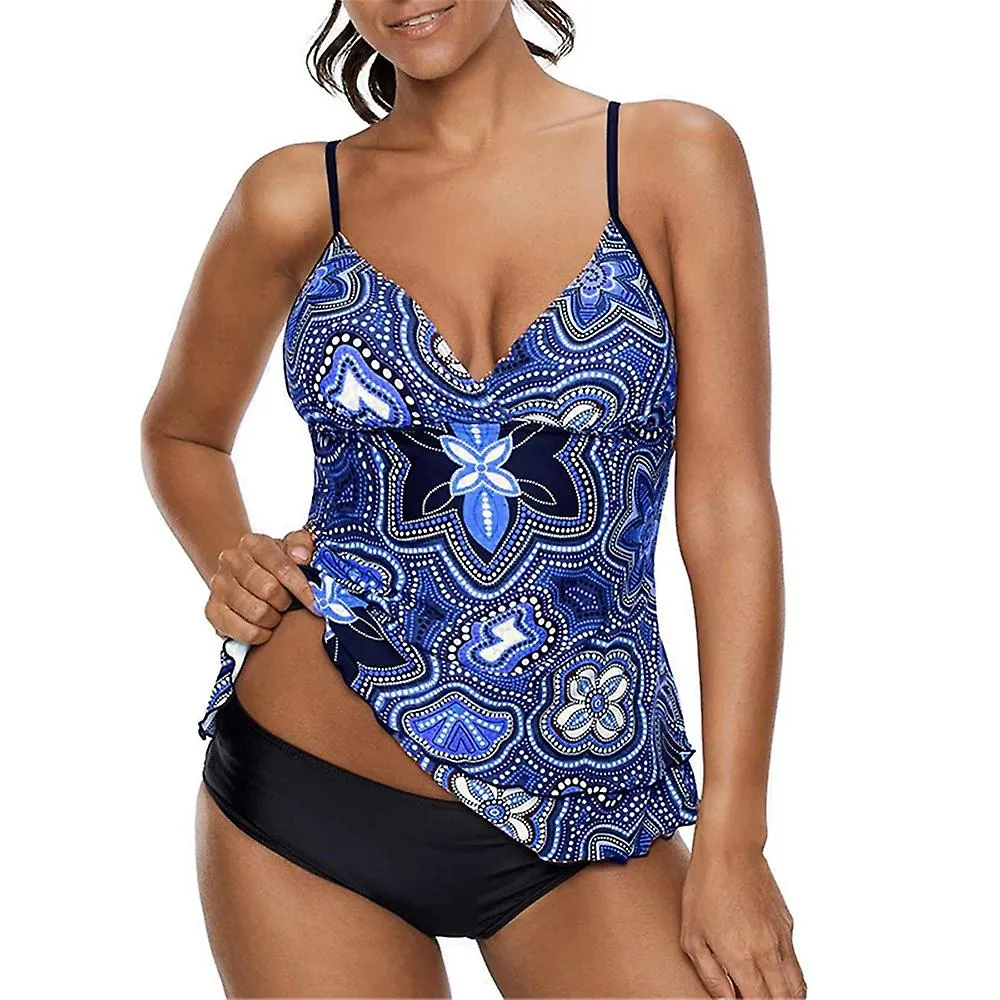 Traje de baño de dama de talla grande Boho Tankini Set Calzoncillos de baño Traje de baño