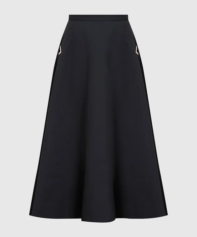 Valentino Blue Wool and Silk Crepe Couture Skirt