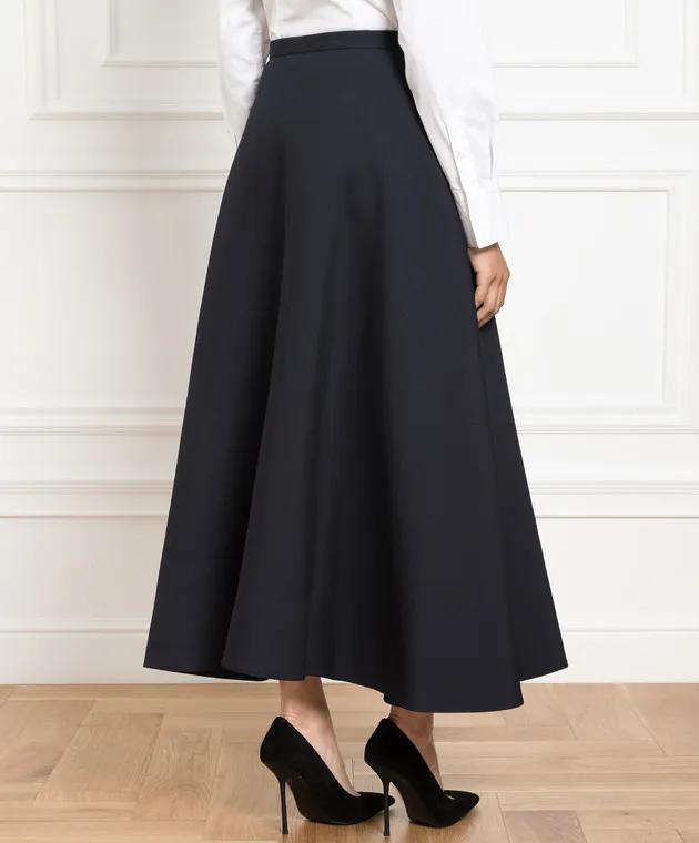 Valentino Blue Wool and Silk Crepe Couture Skirt