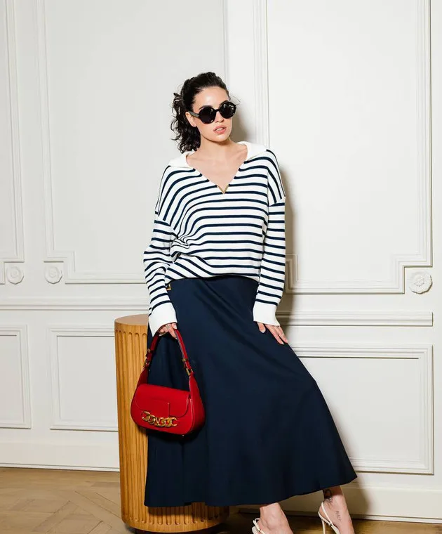 Valentino Blue Wool and Silk Crepe Couture Skirt