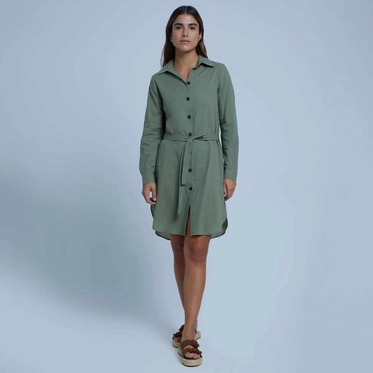 Vestido Camisero Con Cinturón
