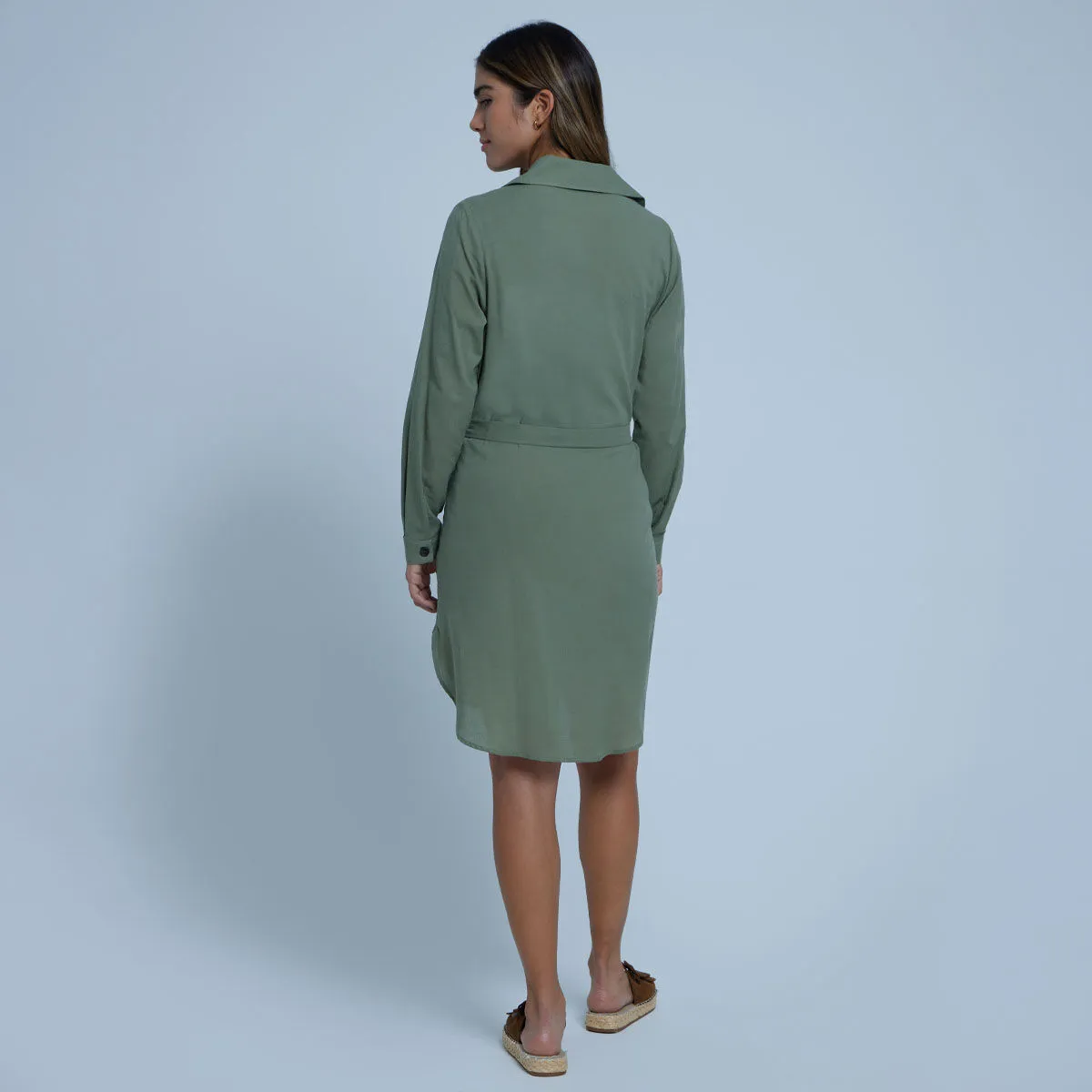 Vestido Camisero Con Cinturón