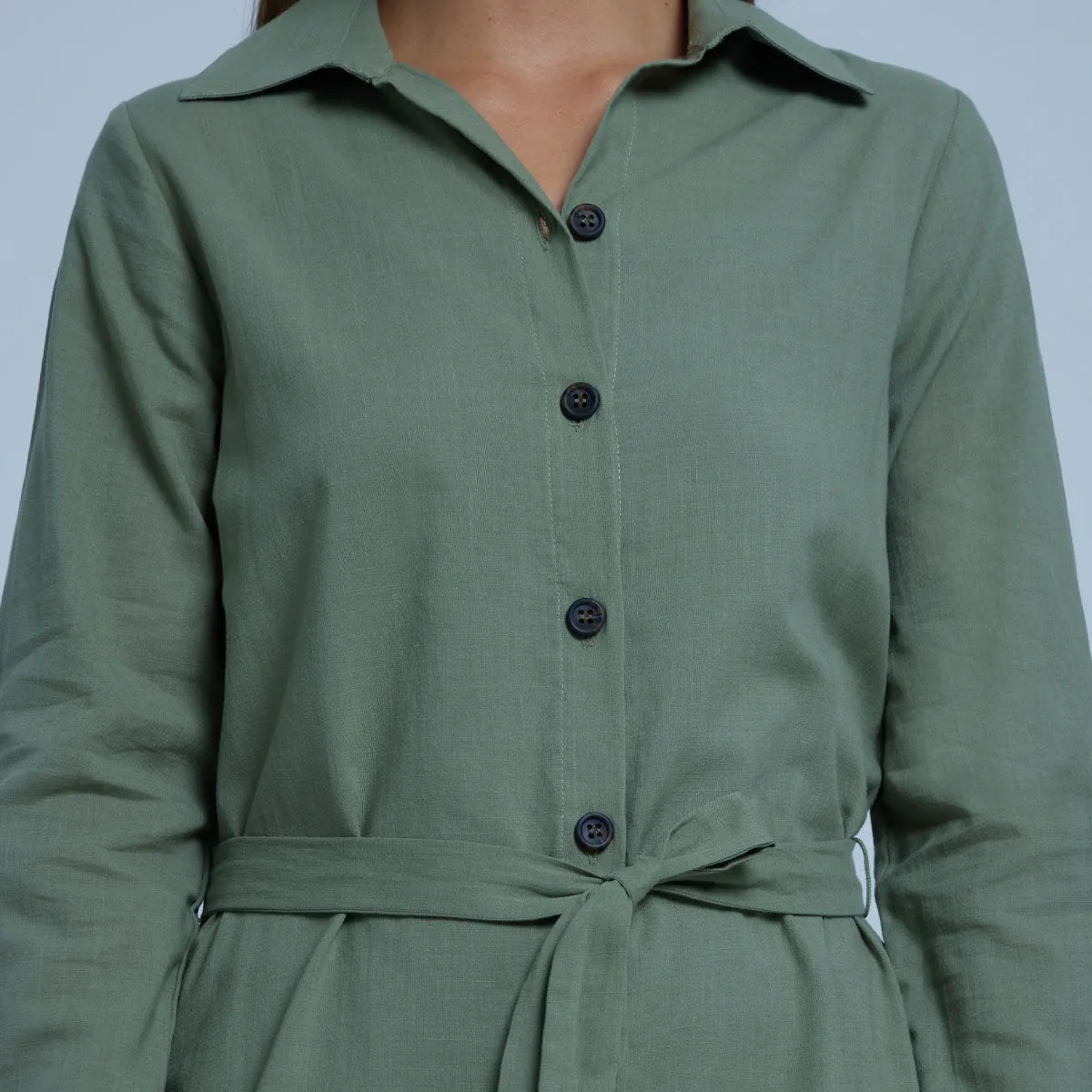 Vestido Camisero Con Cinturón