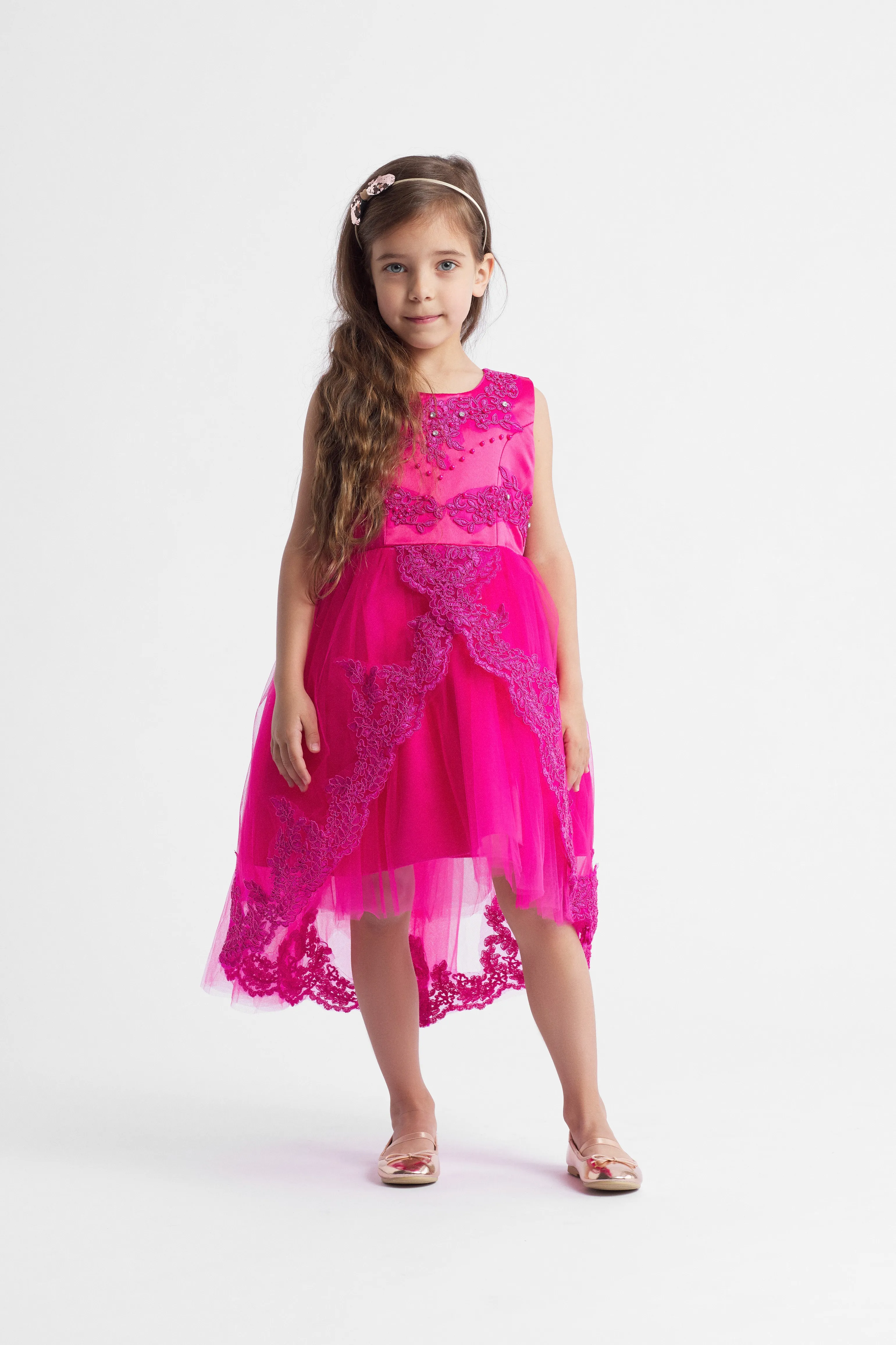 Vestido ceremonia niña Fabienne fucsia