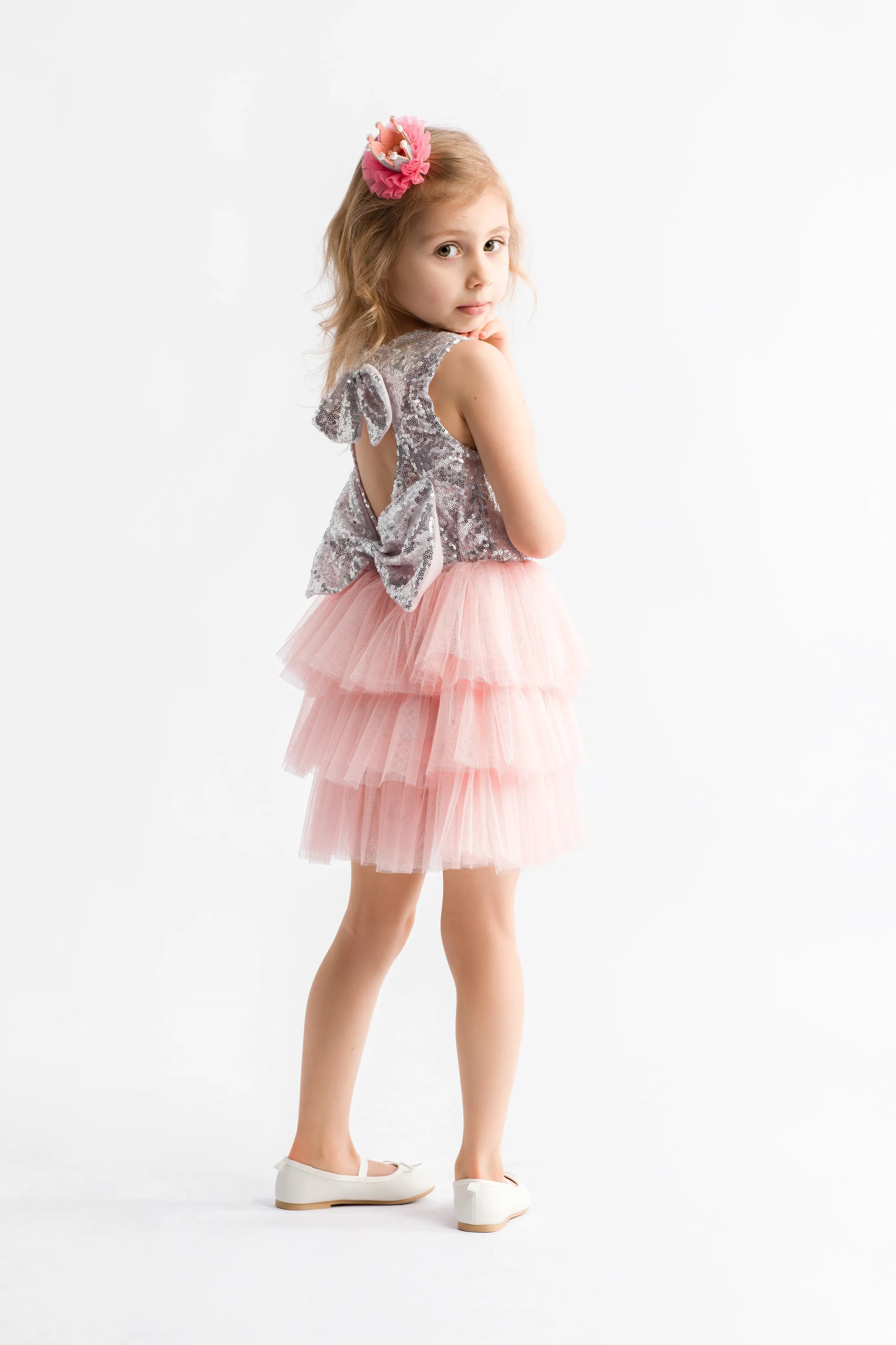 Vestido ceremonia niña Frezi plateado
