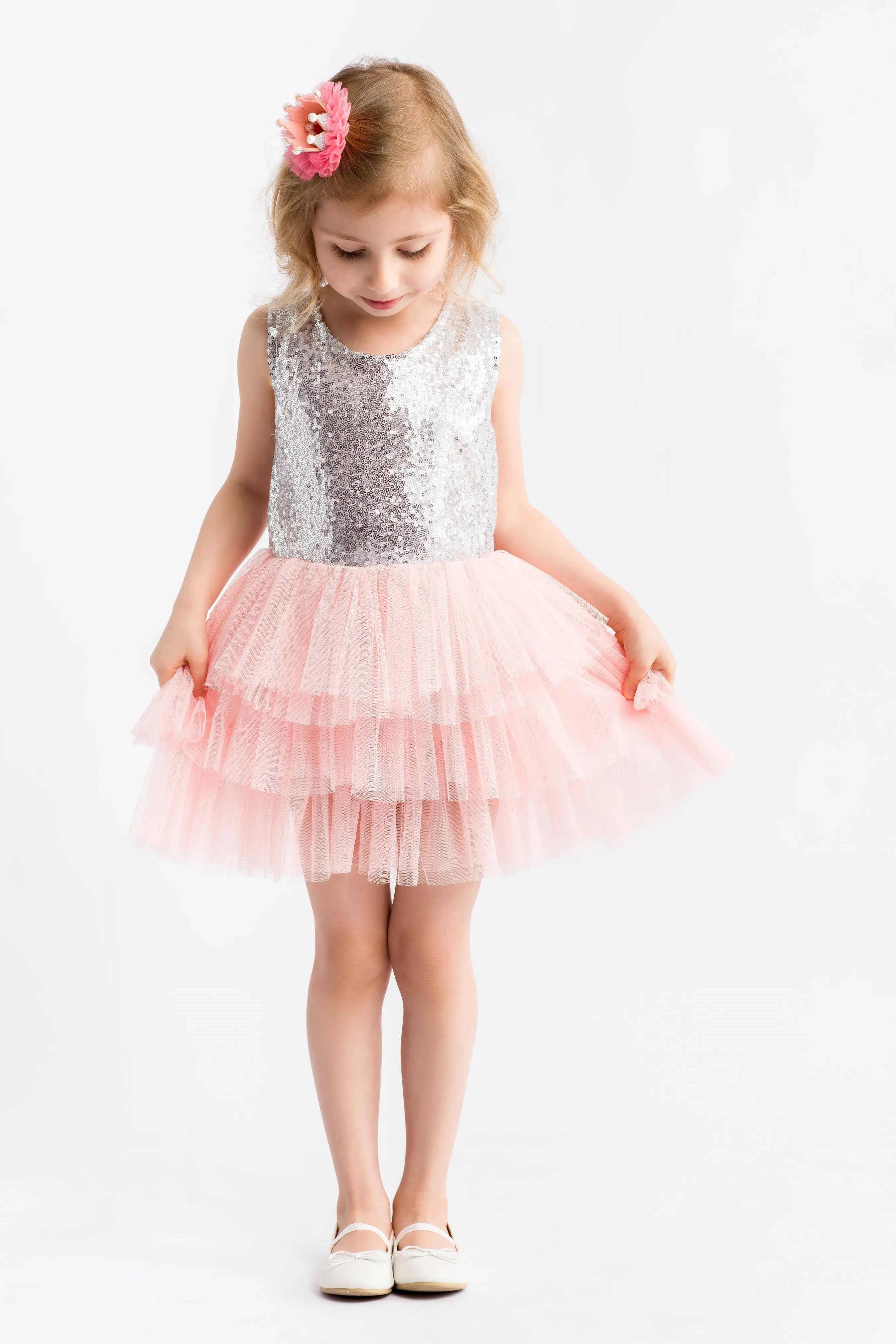 Vestido ceremonia niña Frezi plateado