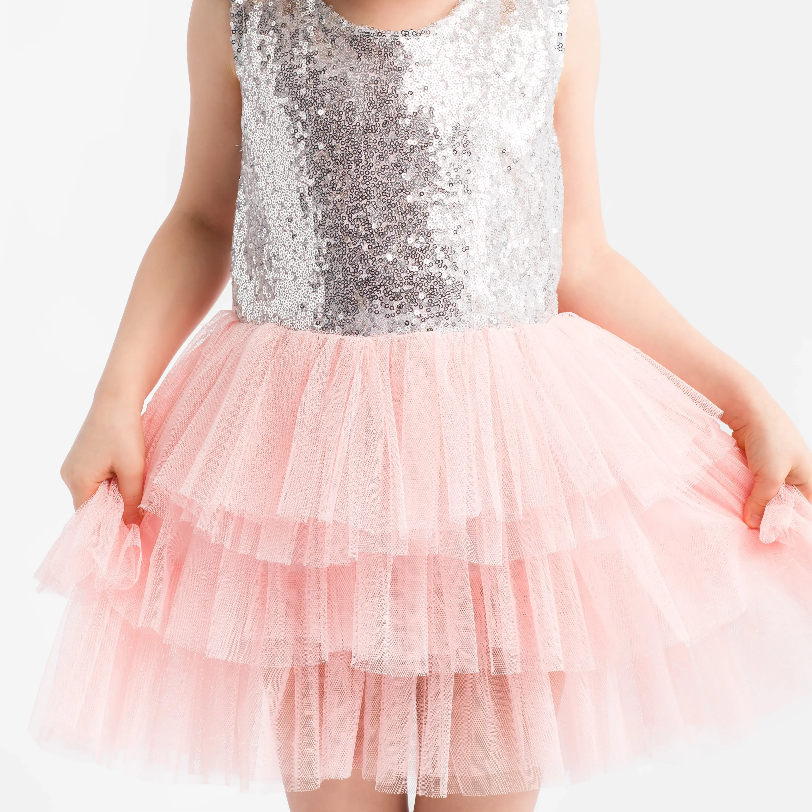 Vestido ceremonia niña Frezi plateado