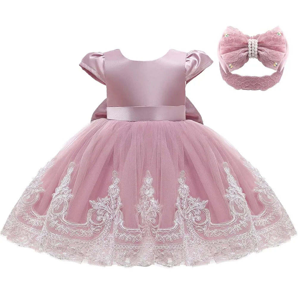Vestido ceremonia niña Paloma rosa oscuro