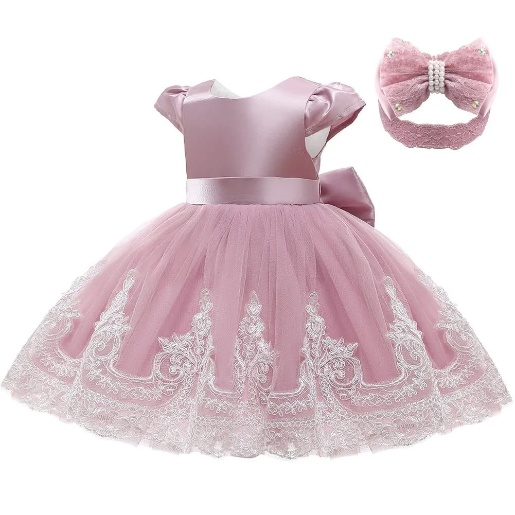 Vestido ceremonia niña Paloma rosa oscuro