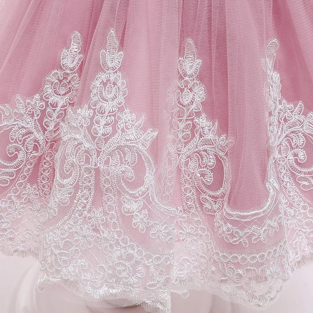 Vestido ceremonia niña Paloma rosa oscuro