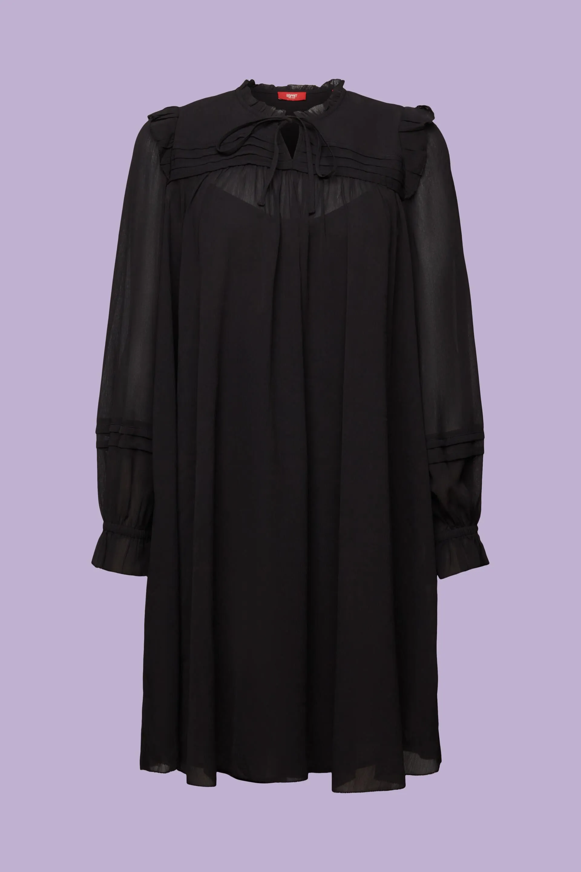 Vestido corto de gasa de crepé