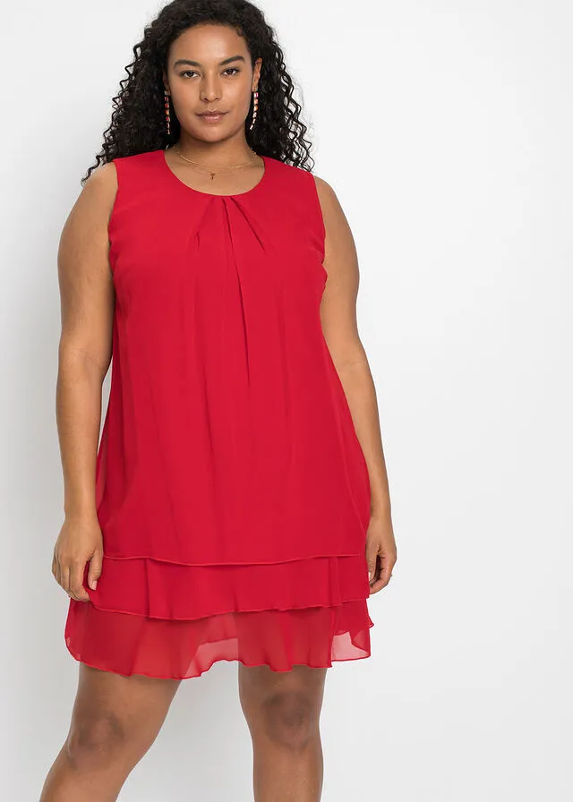 Vestido de gasa de poliéster reciclado Rojo