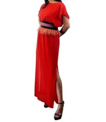 Vestido Frida Liso Gasa Rojo