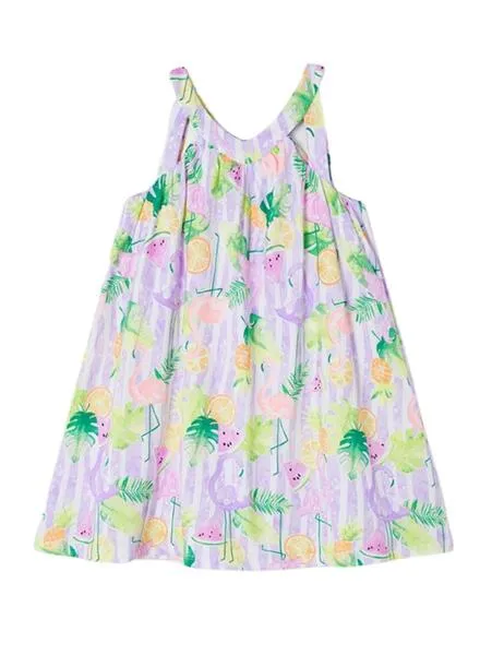 Vestido Mayoral Estampado Flamingo Lila Para Niña