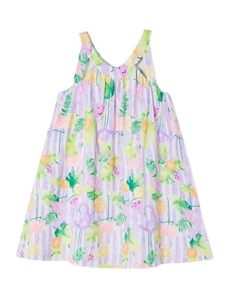 Vestido Mayoral Estampado Flamingo Lila Para Niña