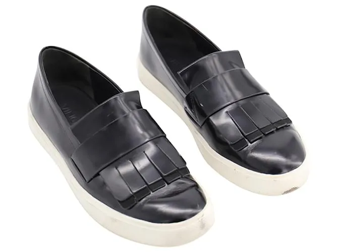 VINCE CONVENTRY ZAPATILLAS SLIPON KILTIE CON FLECOS EN CUERO NEGRO 
