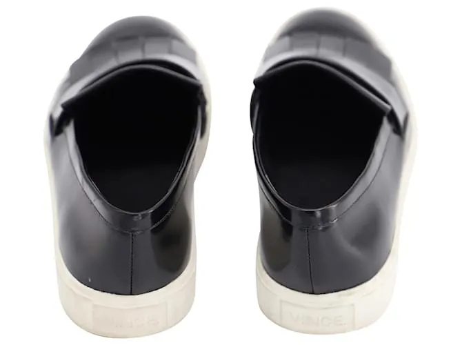 VINCE CONVENTRY ZAPATILLAS SLIPON KILTIE CON FLECOS EN CUERO NEGRO 