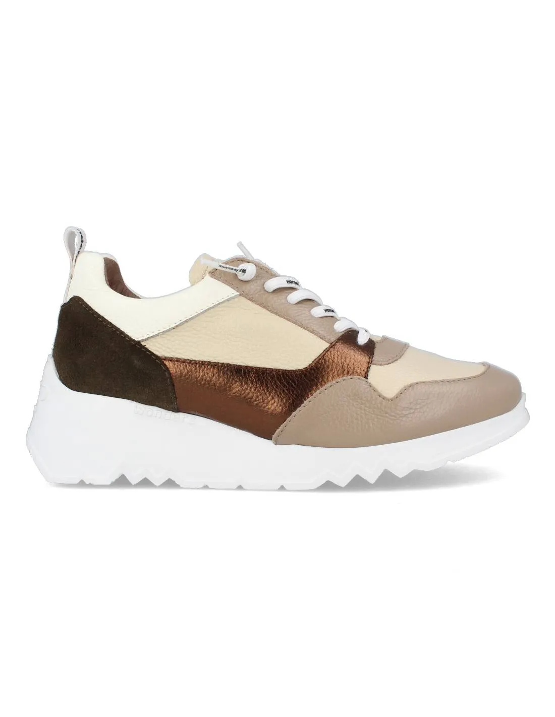 WONDERS  SNEAKERS PLATAFORMA COMBINADA TAUPE CREMA