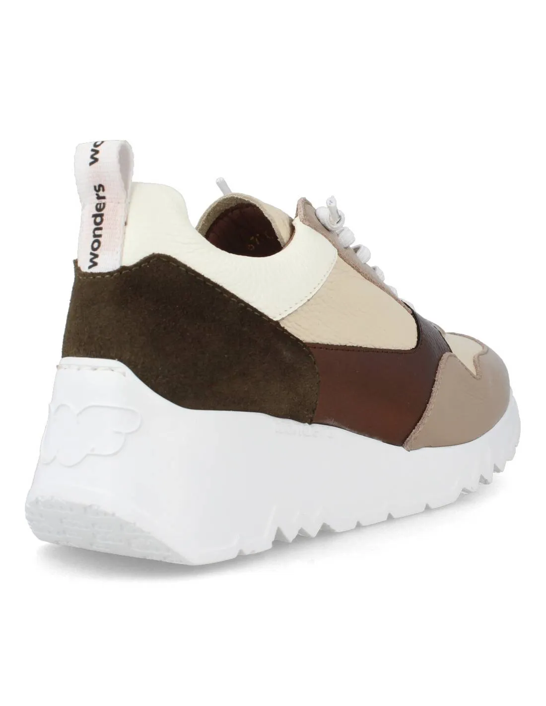 WONDERS  SNEAKERS PLATAFORMA COMBINADA TAUPE CREMA