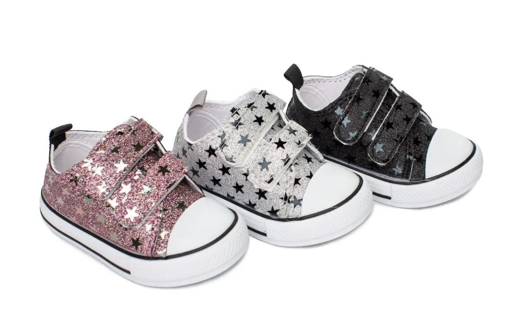 Zapatillas Lona Niña Negra Velcro Modelo Estrella