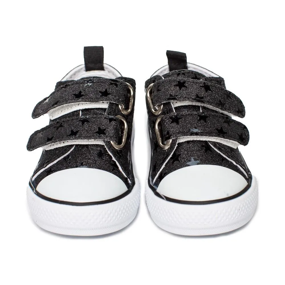 Zapatillas Lona Niña Negra Velcro Modelo Estrella