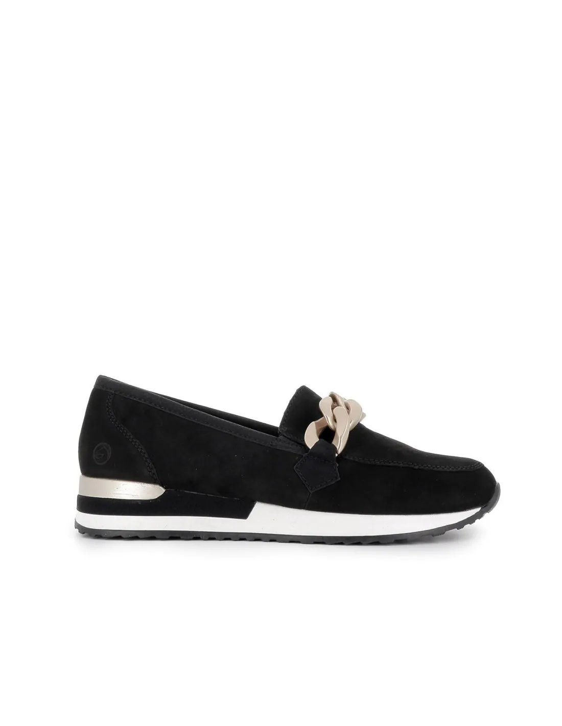 Zapato mocasín piel nobuck  mujer negro Remonte