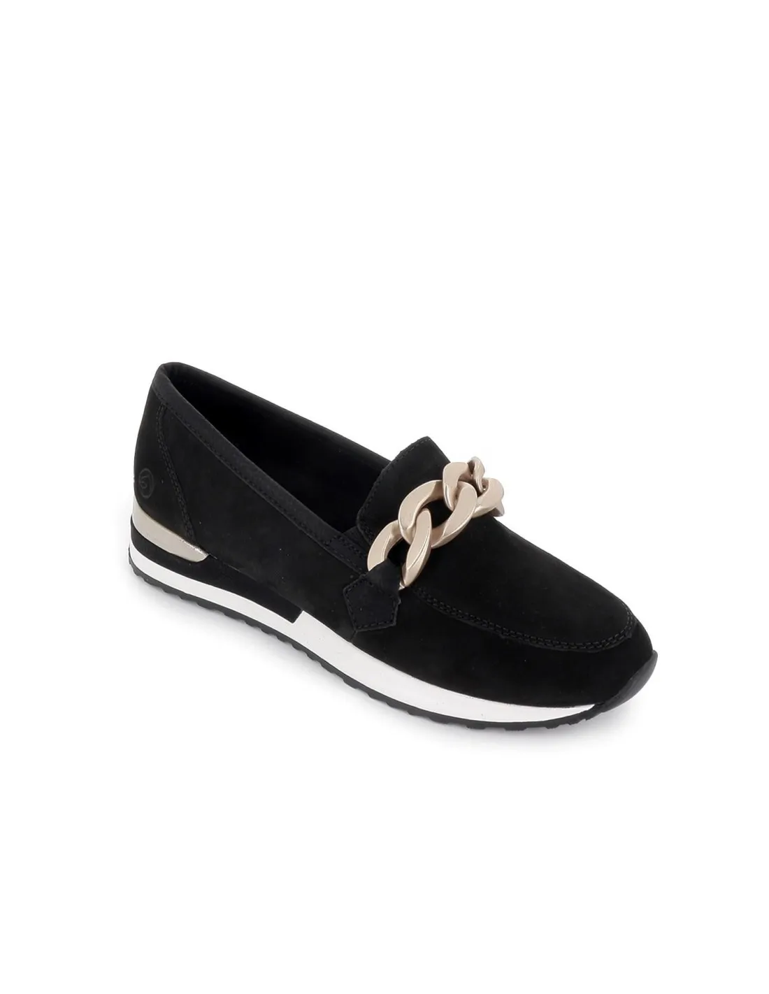 Zapato mocasín piel nobuck  mujer negro Remonte