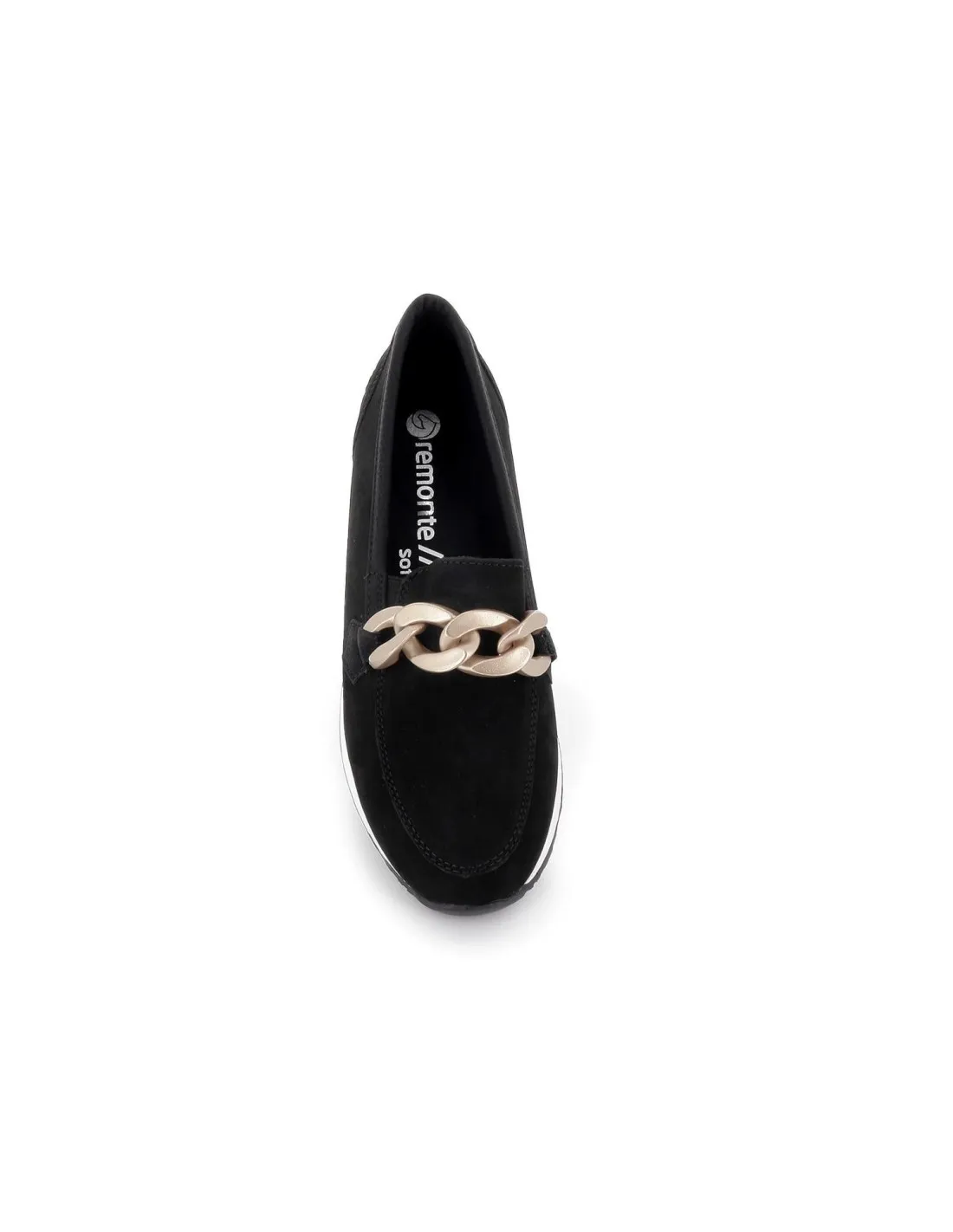 Zapato mocasín piel nobuck  mujer negro Remonte