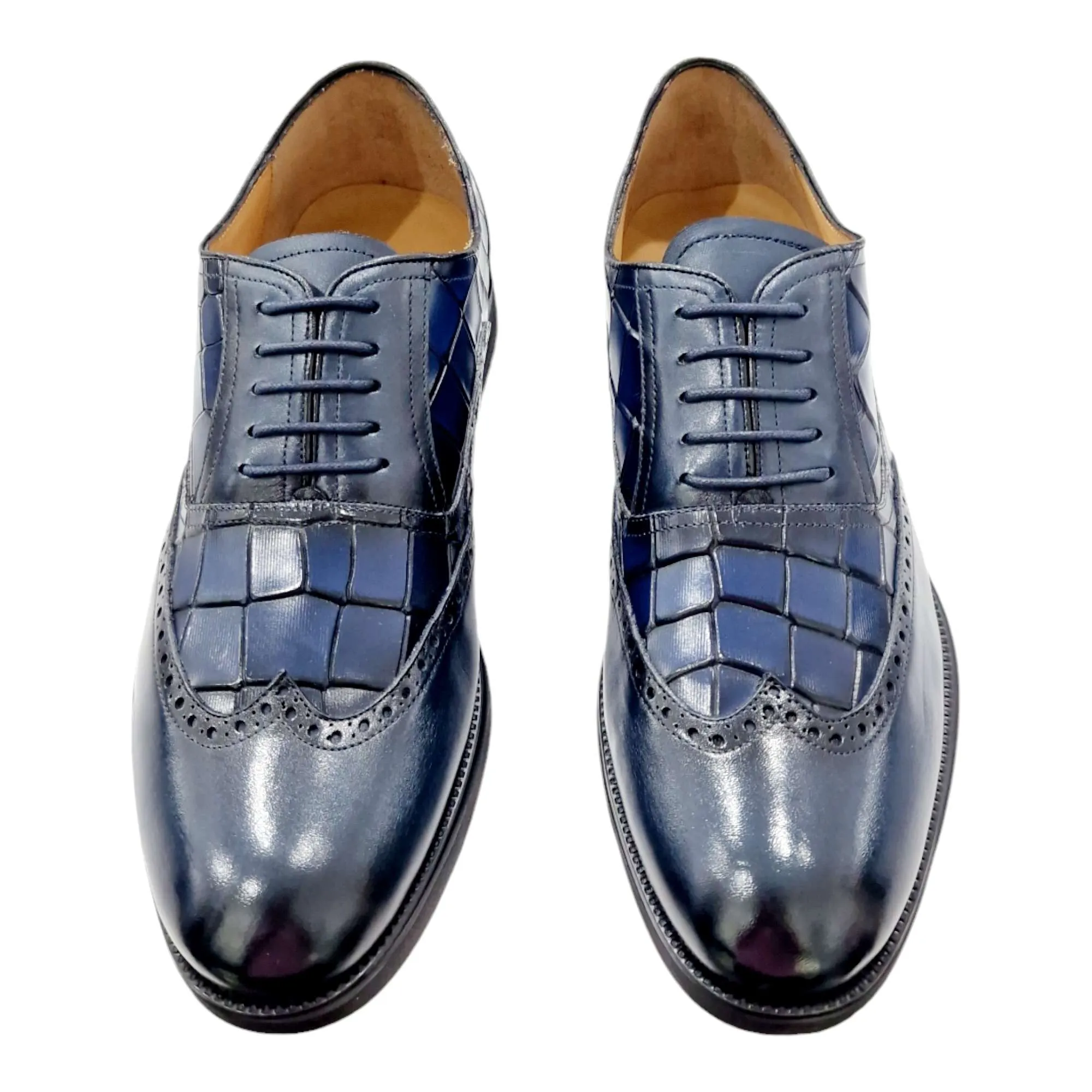 ZAPATOS HOMBRE VESTIR OXFORD EFECTO COCO MARINO MARINO
