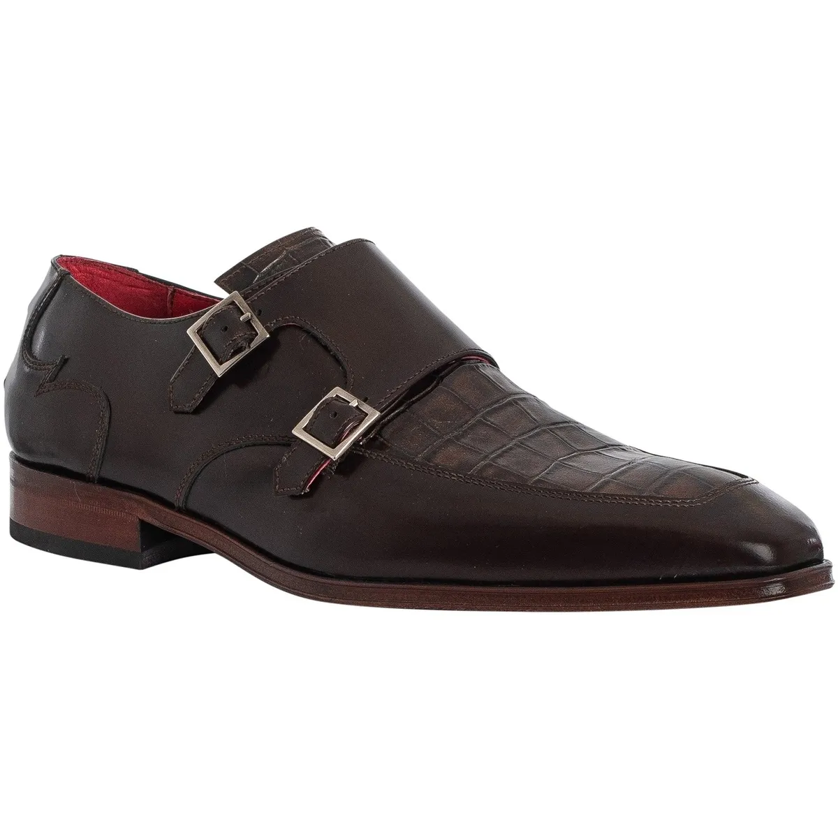 Zapatos Monk De Piel De Cocodrilo