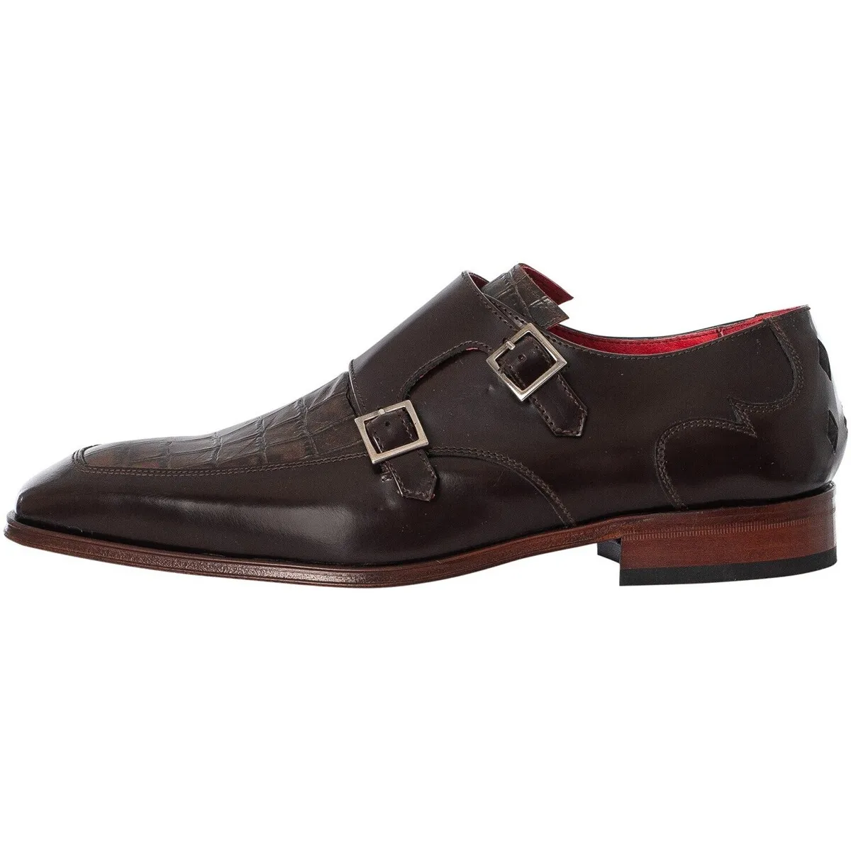 Zapatos Monk De Piel De Cocodrilo