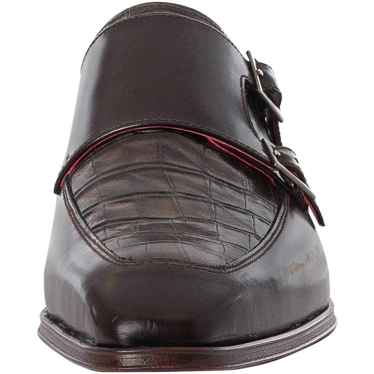 Zapatos Monk De Piel De Cocodrilo