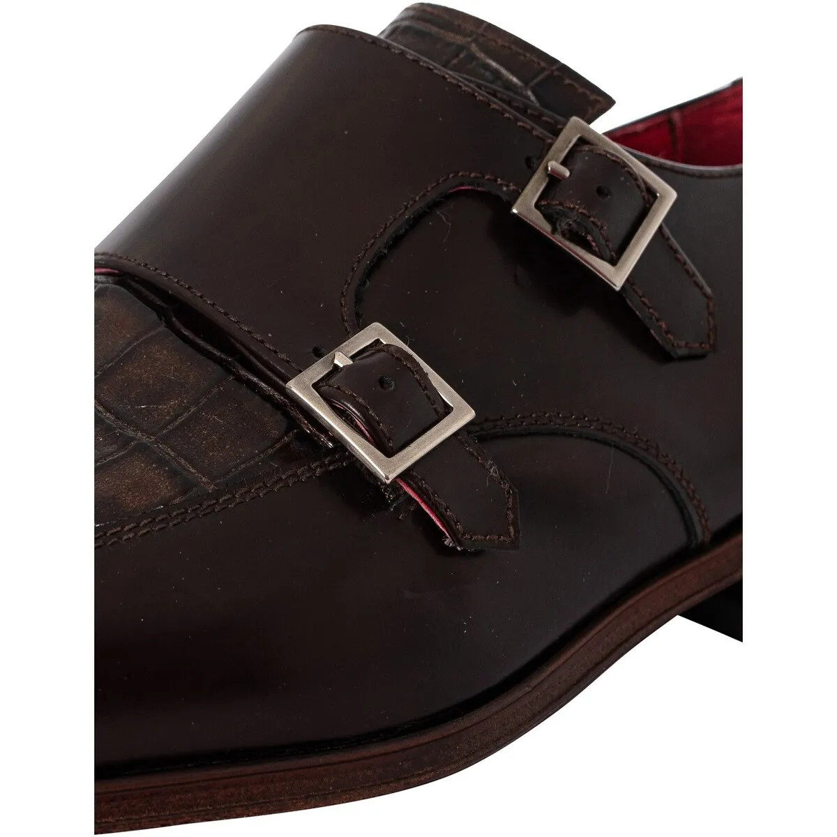 Zapatos Monk De Piel De Cocodrilo