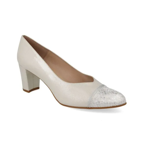 ZAPATOS TACON COMODOS MUJER MOD. URSULA PLATA