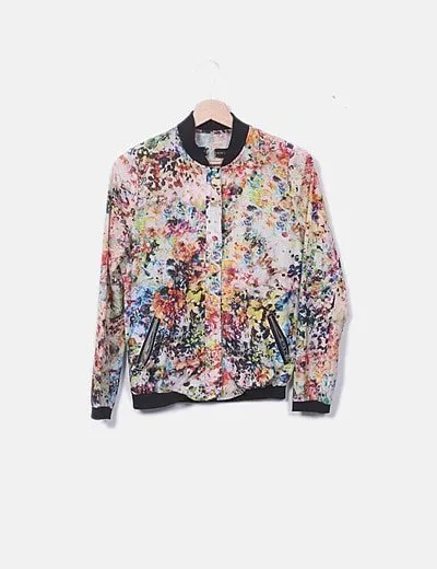 Zara Bomber de gasa estampada