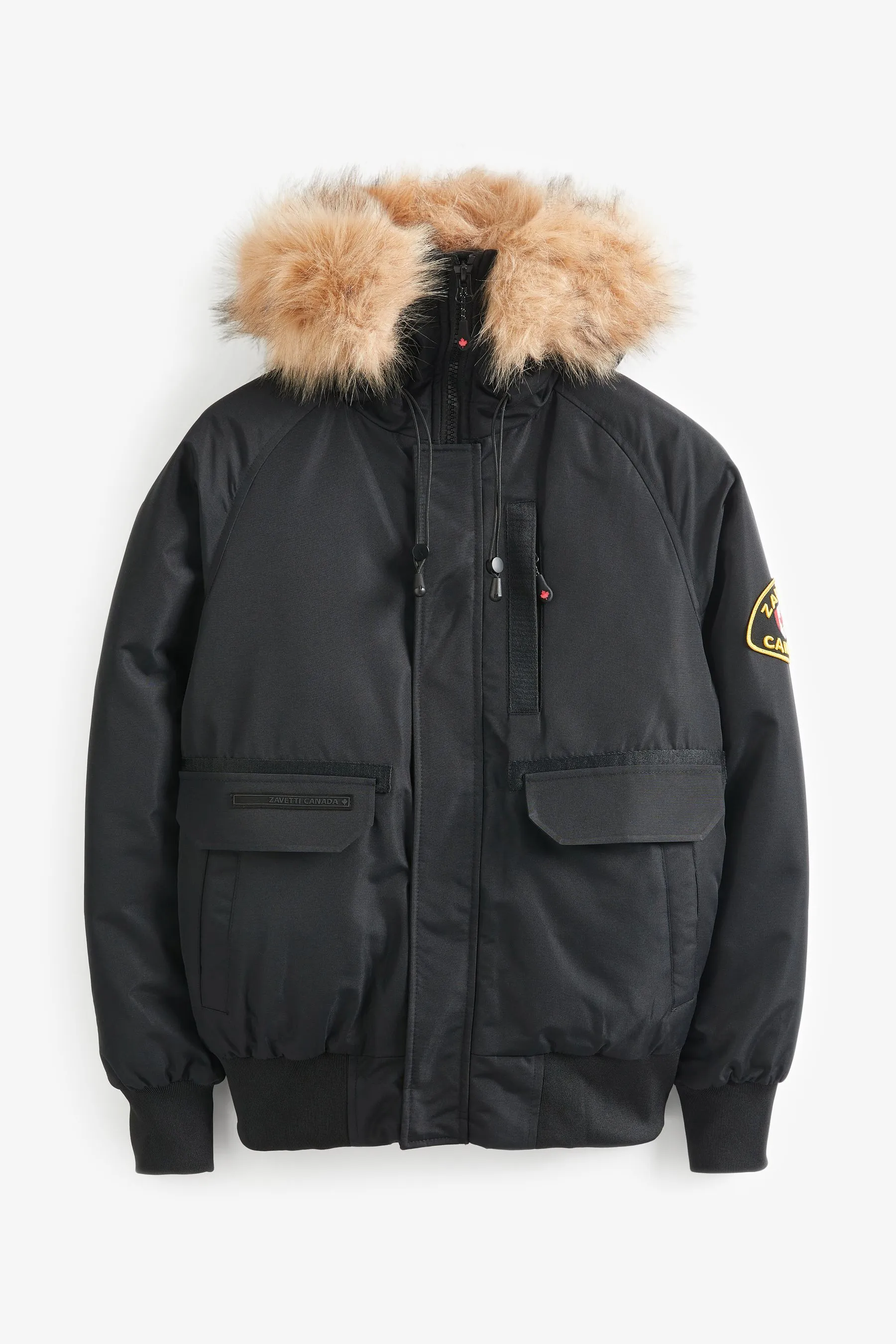 Zavetti Canada Mens Abelli 2.0 Hooded Bomber Jet Black Jacket