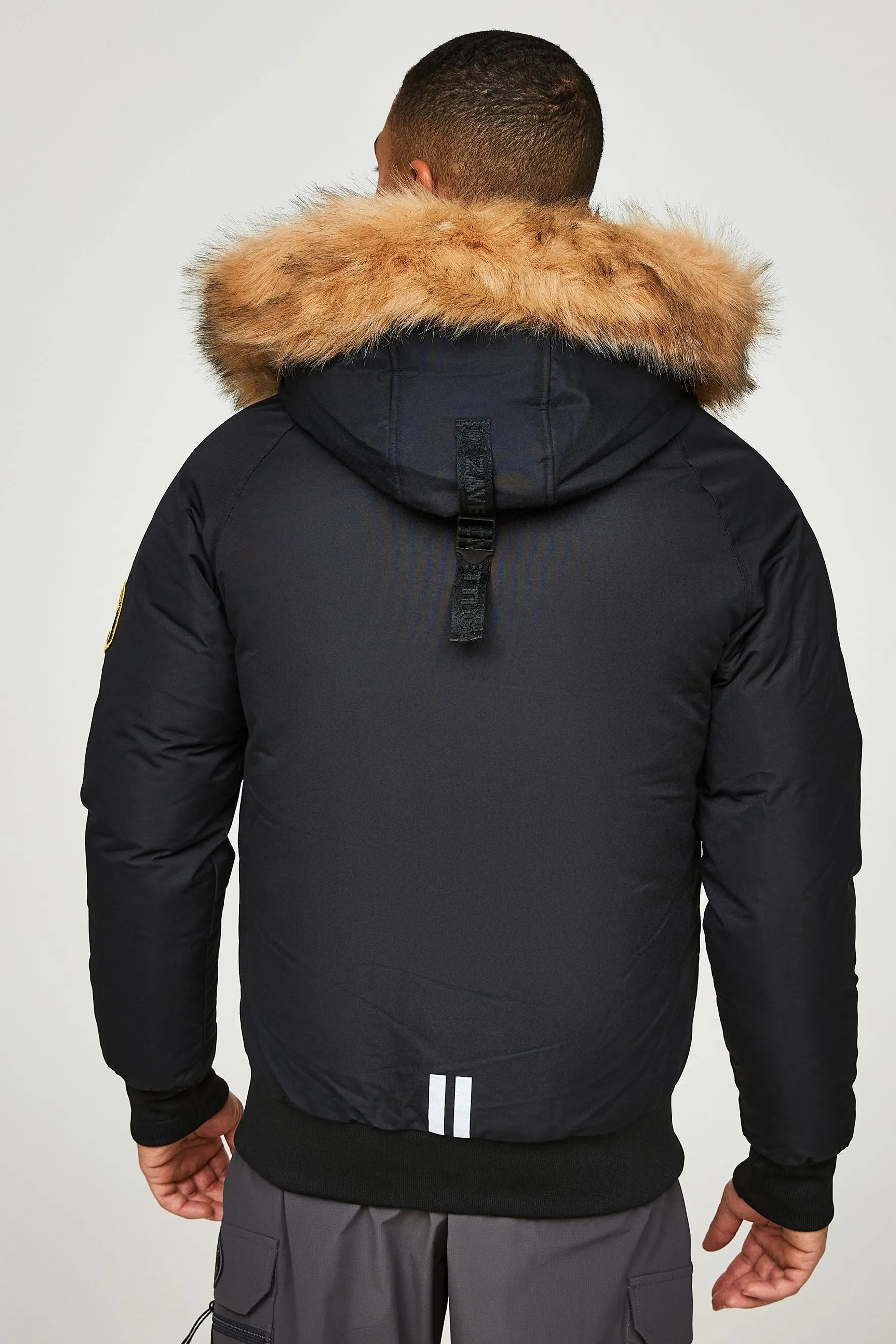 Zavetti Canada Mens Abelli 2.0 Hooded Bomber Jet Black Jacket